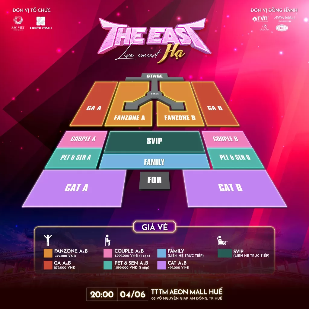 Giá vé THE EAST LIVE CONCERT HẠ