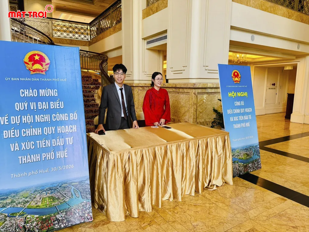 Khu vực đón tiếp đại biểu tham dự hội nghị
